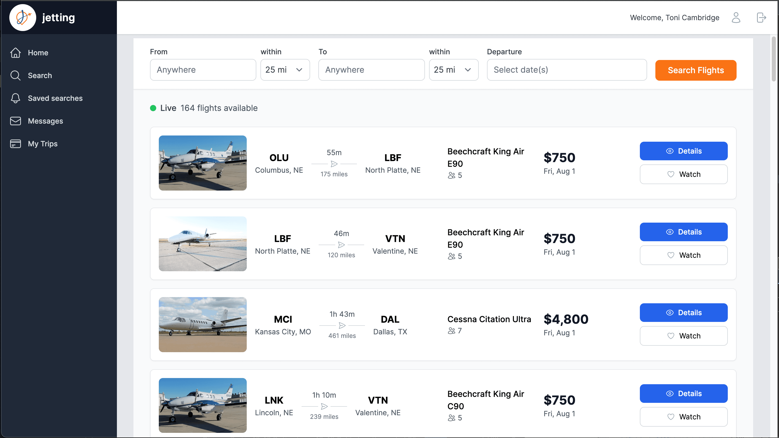 Jetting Desktop Interface